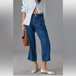 Pilcro Mid-Rise Pleated Cropped Mid Rise Trouser Jeans Size 26